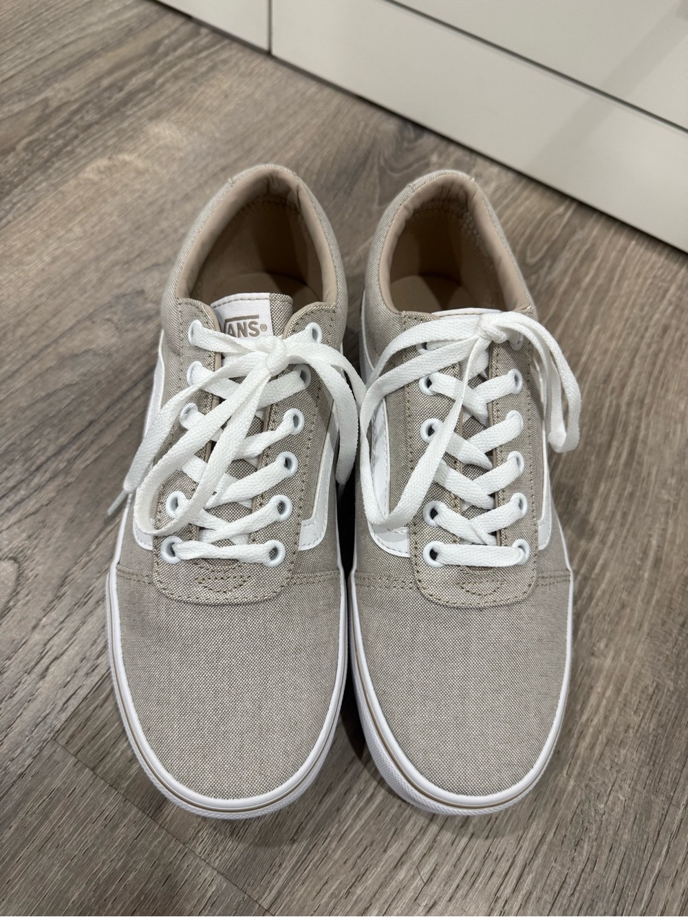 Vans Low-Top Canvas Sneakers in Beige and White